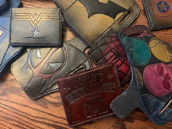 Custom Hand Tooled and Painted Genuine Leather Wallet Flying 
