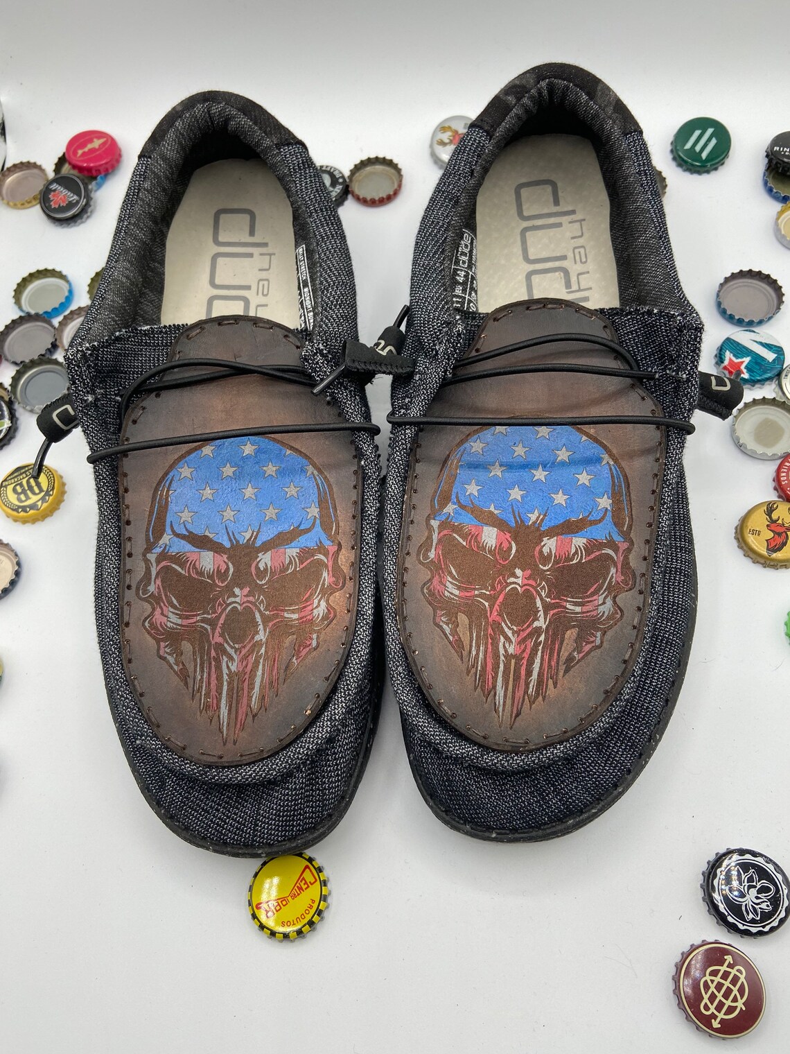 Custom Leather Hey Dudes With Bottle Opener American Flag Etsy