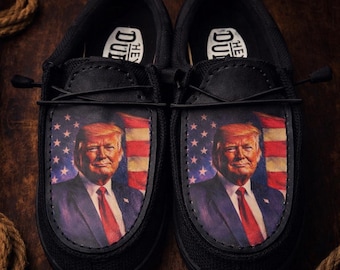 Custom Leather Top Hey Dudes- Trump
