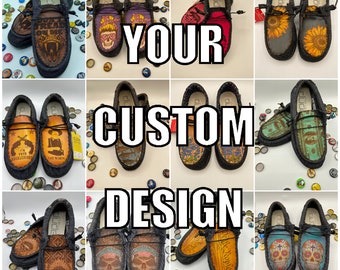 Personalized Custom Leather Top Hey Dudes with Bottle Opener