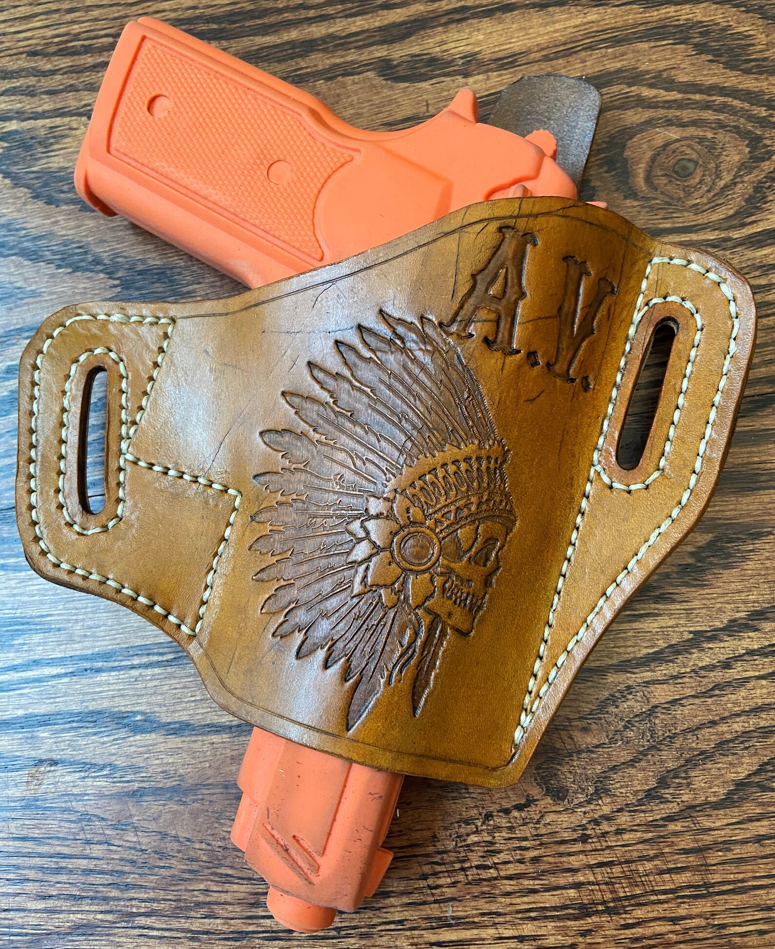 Custom Hand Tooled and Airbrushed Genuine Leather Gun Holster Etsy