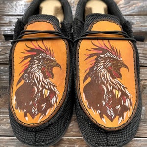 Custom Leather Top Hey Dudes - Rooster