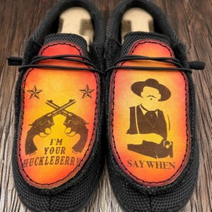 Custom Leather Top Hey Dude Shoes with Bottle Opener - Cowboy
