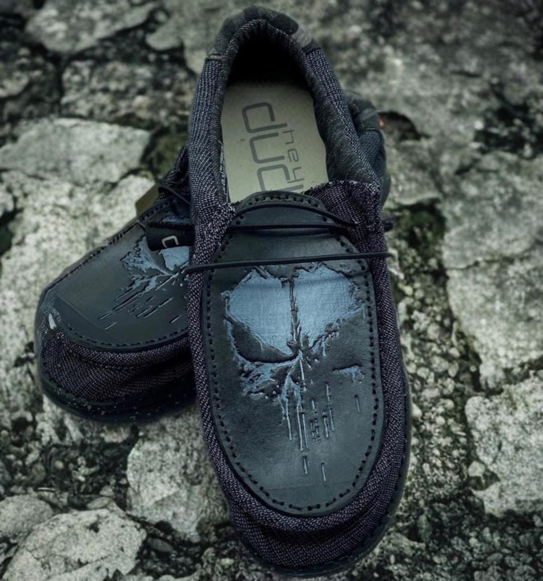 Custom Leather Top Hey Dude Shoes With Bottle Opener Punisher