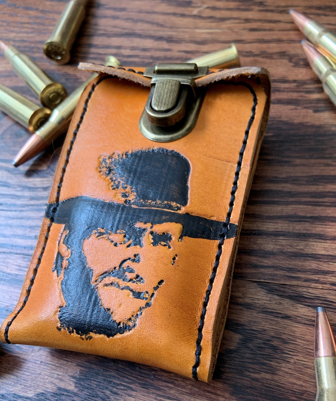 Custom Hand Tooled and Painted Genuine Leather Ammo Wallet Etsy