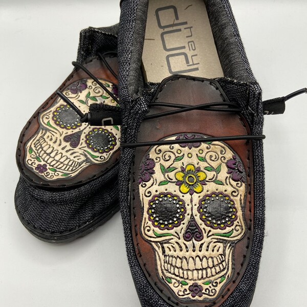 Leather Skull Shoes Etsy