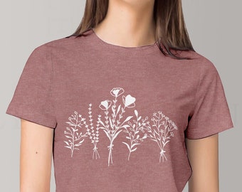 WILDFLOWER Graphic Womens shirt | Pink Tshirt | Floral TShirt for women | Vintage Tshirt CelestesStudio©