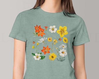 T-shirt met bloemen voor DAMES | Roze T-shirt | Lente T-shirt voor dames | Blauw overhemd | Cadeau voor stiefmoeders | Vintage overhemd CelestesStudio©