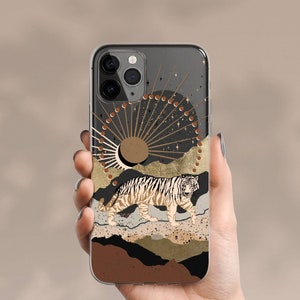 TIGER iPhone 14 Pro Case Clear / Celestes.Studio© / iPhone 15 Case Clear / Best Phone Cases For New Space Black iPhone 14 Pro / Tech Gifts