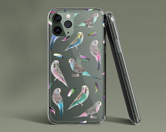 BUDGIE iPhone 15 Case Clear / Celestes.Studio© / Cute Budgie iPhone Case / Gifts For Bird Lovers / Bird iPhone 14 Pro Case Clear