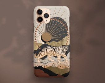 FALL iPhone 15 Case, iPhone 14 Case, iPhone 14 Pro Case, Tiger Protective, Tech Gifts, Brown Artist Illustrated Celestes.Studio©