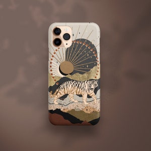 FALL iPhone 15 Case, iPhone 14 Case, iPhone 14 Pro Case, Tiger Protective, Tech Gifts, Brown Artist Illustrated Celestes.Studio©