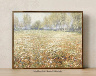 PAINTING Of Fall Meadow / Downloadable Art Prints / Flower Painting / Cottagecore Wall Art Prints / Countryside Art Print / Celestes.Studio©