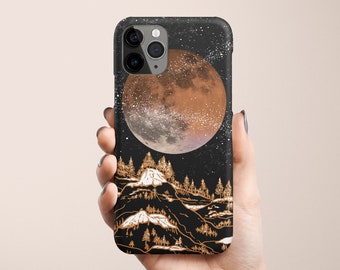 iPhone 15 Case, iPhone 13 Pro Case, MOON Space  Protective, Planets Celestes.Studio©, Black  Case Protective