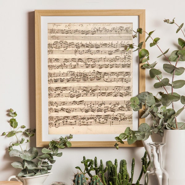 MUSIC SHEET Rustic Art Print / Vintage Prints / Bach Music Art Prints / Antique Art Print / DIGITAL Download / Celestes.Studio©