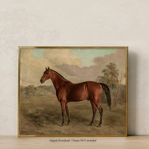 EQUESTRIAN Painting / Horse Art Prints Vintage / Thoroughbred Painting / Downloadable Art Prints / Landscape Art Print / Celestes.Studio©