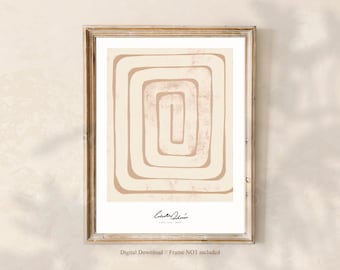 BOHO Print / Abstract Art Prints / Finger Labyrinth Beige Minimal Living Room Art / Contemporary Art / DIGITAL Download / Celestes.Studio©