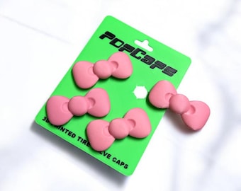 Tampas PopCaps com laço rosa kawaii – Tampas de válvula de pneu impressas em 3D