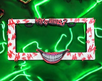 Joker License Plate Frame: Glow in the Dark, 3D Printed
