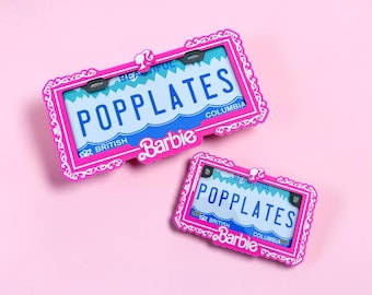 Pink Doll Inspired PopPlate | 3D License Plate Frame | Cute Pink Car Accessory | Girly Glam Auto Decor