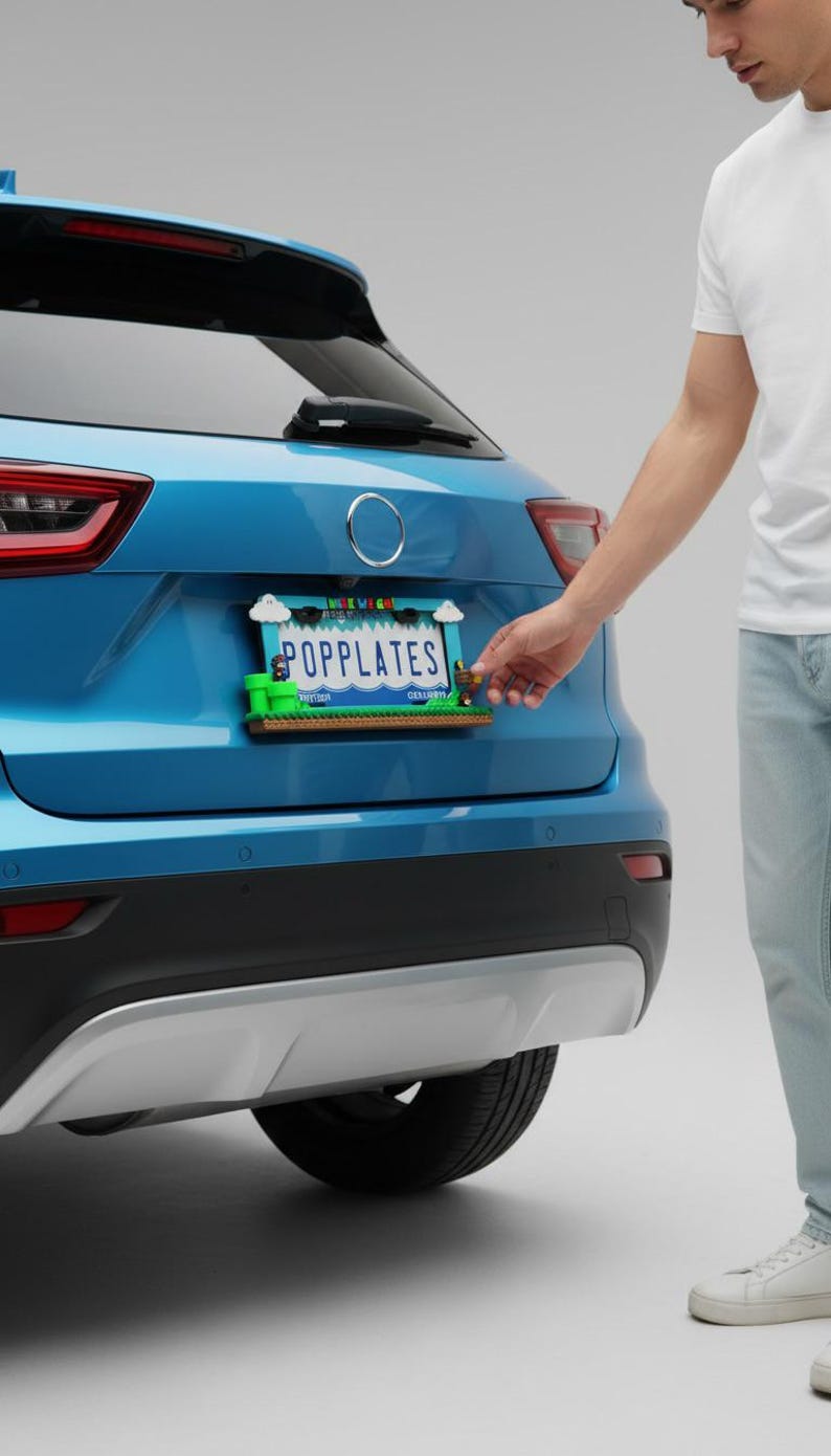 Retro Pixel Platformer License Plate Frame – 3D Gaming Car Accessory ...