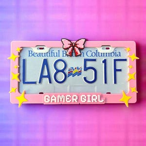 Gamer Girl License Plate Frame: 3D Printed 8-Bit Pixel Car Accessory