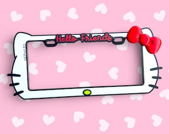 Hello Kitty License Plate Frame: Kawaii Car Decor With 3D Bow - Etsy