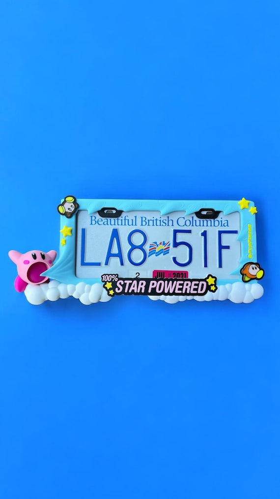 3D Printed Kirby License Plate Frame: Kawaii Car Accessory