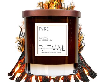 Pyre Candle: Palo Santo, Sandalwood, Incense, Bergamot - Soy and Coconut 9oz Candle