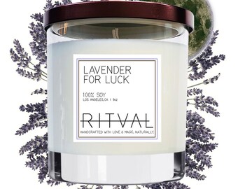 Lavender For Luck Candle - Lavender, Camomile, Sage, Rosemary - Soy & Coco - 9 oz