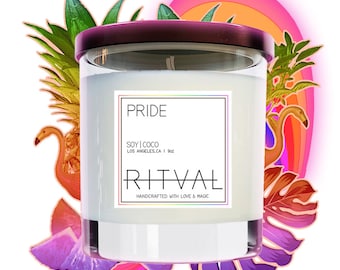 Pride Candle: Pineapple, Rosemary, and Sage Scented - 9oz Soy Coconut Wax