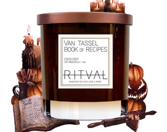 Van Tassel Book of Recipes Candle: Spiced Pumpkin, Vanilla, Nutmeg - 9oz Soy & Coconut Candle