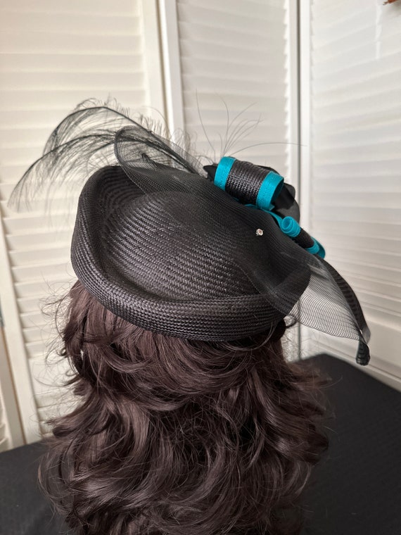 Vintage Sonni Black straw perch, hat, formal, wed… - image 3