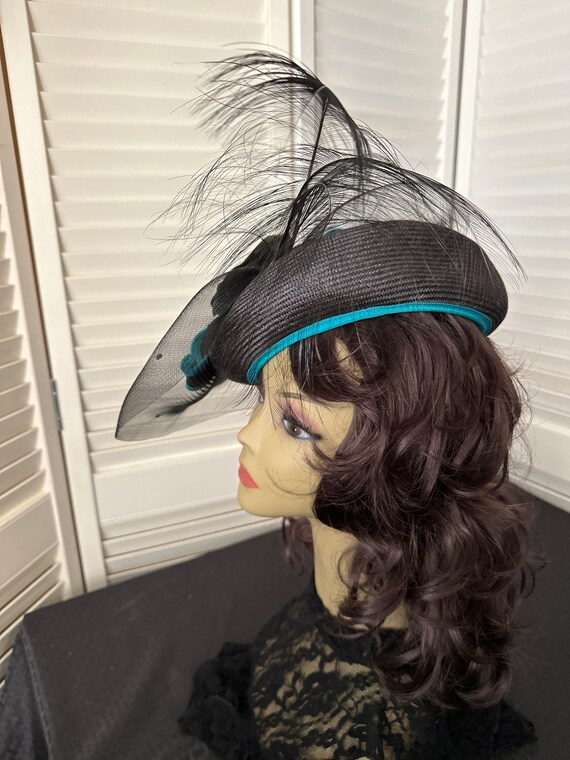 Vintage Sonni Black straw perch, hat, formal, wed… - image 4