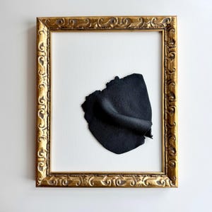 Minimal Clay Wall Sculpture with Vintage Gold Frame - Modern 3D Wall Art
