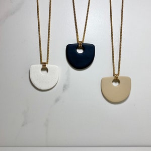 Black Polymer clay pendant necklace. Minimalist jewelry. Nickel free. image 3