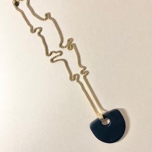 Black Polymer clay pendant necklace. Minimalist jewelry. Nickel free. image 6