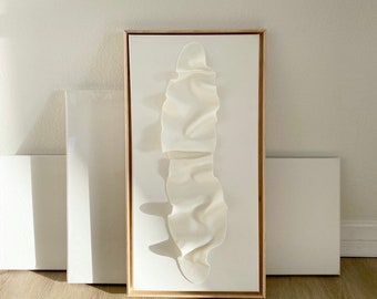 Textured Clay Wall Sculpture: 3D Minimalist Art (10x20 inch)