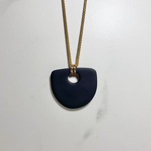 Black Polymer clay pendant necklace. Minimalist jewelry. Nickel free. image 5