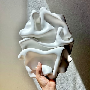 Wall Sculpture - 3D Wall Art. Minimalist Art. Clay Sculpture. Wall Decor. Sculpted Wall Art. - White