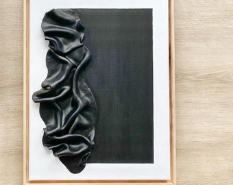 Textured Clay Wall Sculpture: Minimalist 3D Art on Canvas
