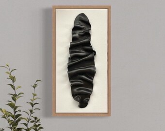 Minimalist Black and White 3D Wall Decor - Handcrafted Clay Sculpture