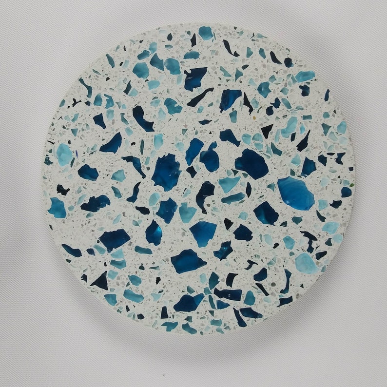Coasters Terrazzo Concrete /& Aqua Blend Recycled GlassSet of 4