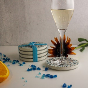 Coasters Terrazzo Concrete /& Aqua Blend Recycled GlassSet of 4