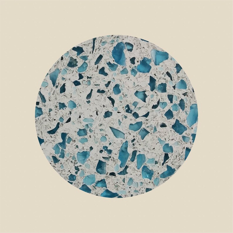 Coasters Terrazzo Concrete /& Aqua Blend Recycled GlassSet of 4