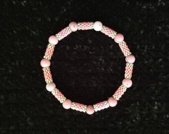 Beaded Rhodonite & Peyote Stitch Bracelet