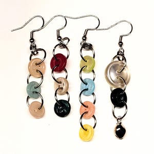 Button Upcycled Earrings Handmade