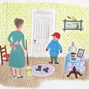 Oryginalna ilustracja gwaszowa do Małej Złotej Książeczki „Małe Kalosze” 1949 zdjęcie 1