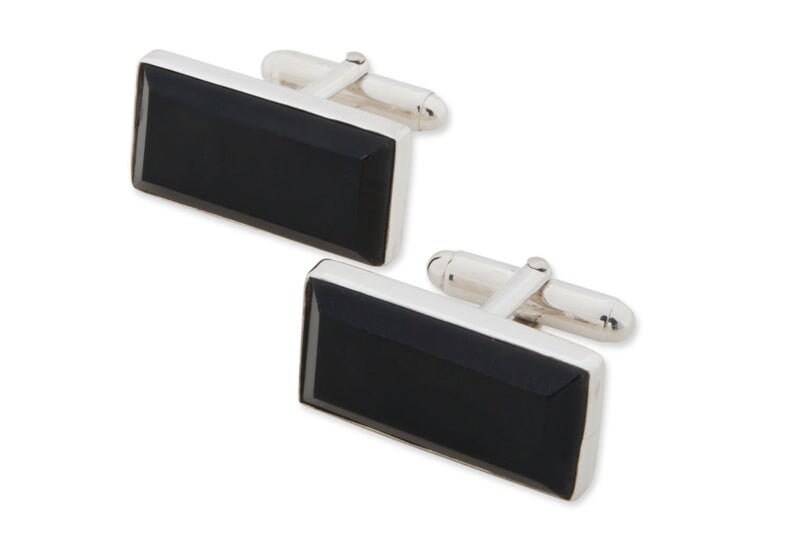 925 Solid Sterling Silver Natural Black Onyx Gemstone Cufflinks Black Onyx Gemstone Handmade Men/'s Cufflinks Jewelry Beautiful Gift