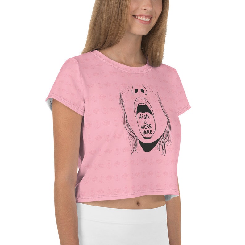 All-Over Print Crop Tee Wish you were here